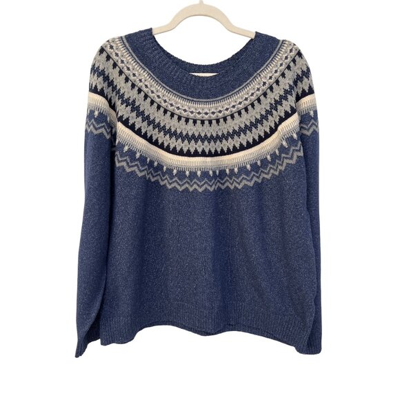 Weatherproof Vintage Sweater Size XXL Blue Nordic Pattern Pullover Cozy Knitwear - Picture 1 of 7